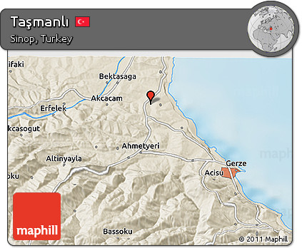 Shaded Relief 3D Map of Taşmanlı