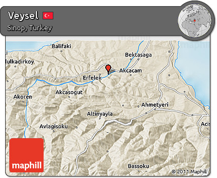 Shaded Relief 3D Map of Veysel