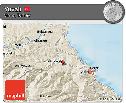 Shaded Relief 3D Map of Yuvalı