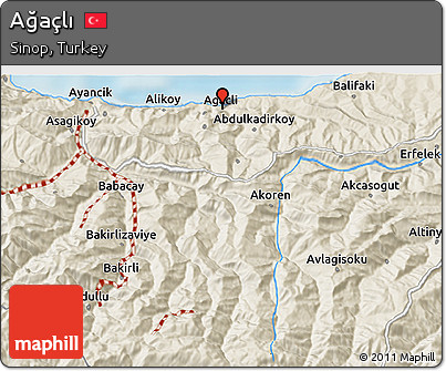 Shaded Relief 3D Map of Ağaçlı