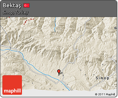 Shaded Relief 3D Map of Bektaş