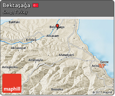 Shaded Relief 3D Map of Bektaşağa