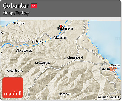 Shaded Relief 3D Map of Çobanlar