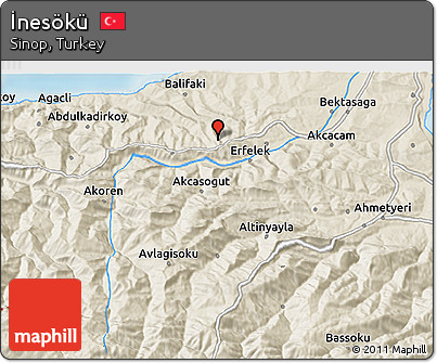Shaded Relief 3D Map of İnesökü