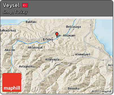 Shaded Relief 3D Map of Veysel