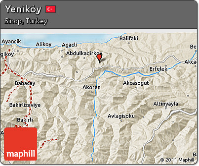 Shaded Relief 3D Map of Yeniköy
