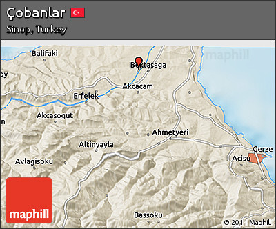 Shaded Relief 3D Map of Çobanlar
