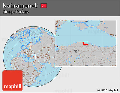 Gray Location Map of Kahramaneli