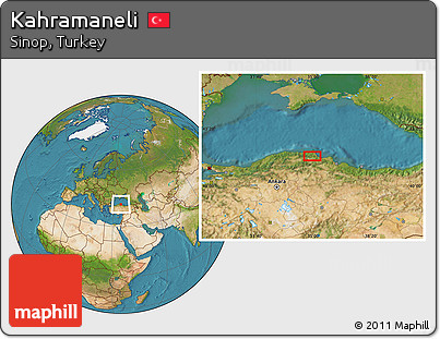 Satellite Location Map of Kahramaneli