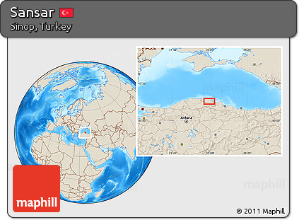 Shaded Relief Location Map of Sansar