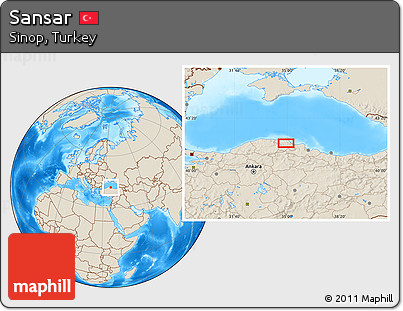 Shaded Relief Location Map of Sansar
