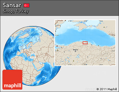 Shaded Relief Location Map of Sansar