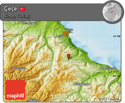 Physical Map of Çeçe