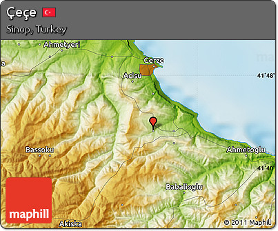 Physical Map of Çeçe