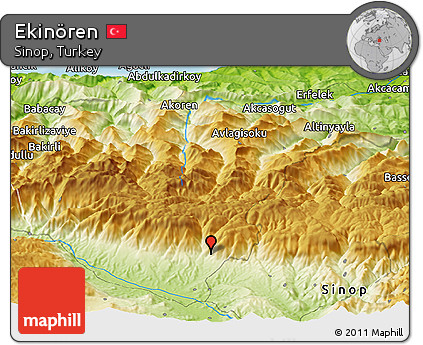 Physical Panoramic Map of Ekinören