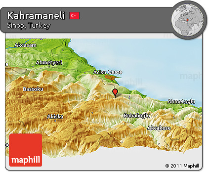 Physical Panoramic Map of Kahramaneli