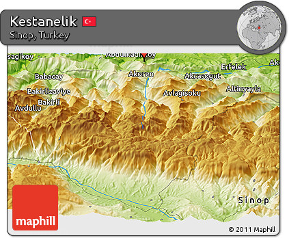 Physical Panoramic Map of Kestanelik