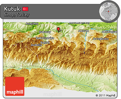 Physical Panoramic Map of Kütük