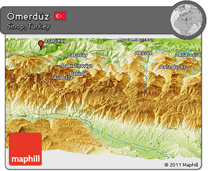 Physical Panoramic Map of Ömerdüz