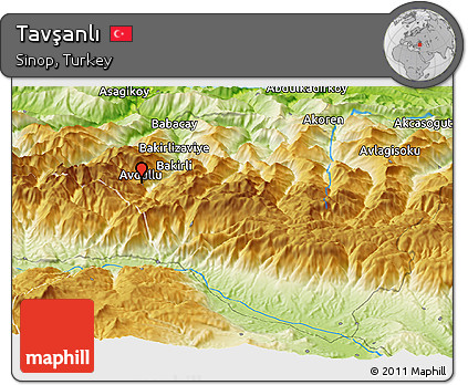 Physical Panoramic Map of Tavşanlı