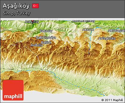 Physical Panoramic Map of Aşağıköy