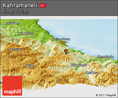 Physical Panoramic Map of Kahramaneli