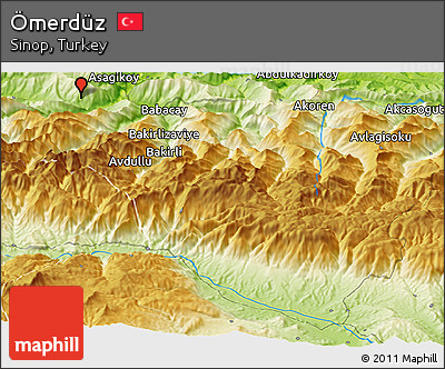 Physical Panoramic Map of Ömerdüz