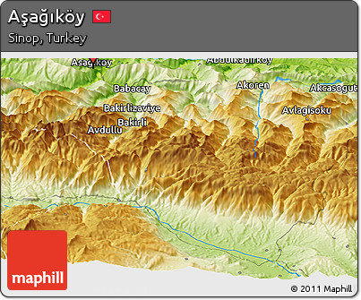 Physical Panoramic Map of Aşağıköy