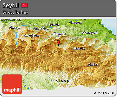 Physical Panoramic Map of Seyhli