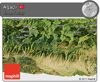 Satellite Panoramic Map of Ağaçlı