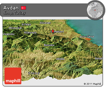Satellite Panoramic Map of Avdan