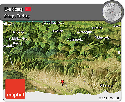 Satellite Panoramic Map of Bektaş