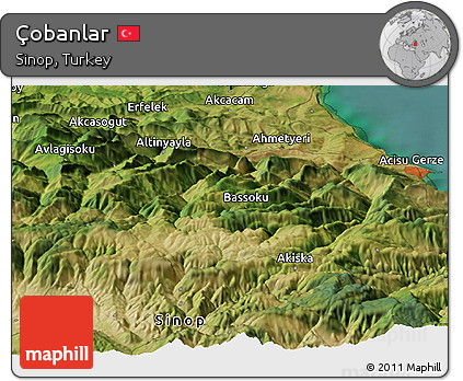 Satellite Panoramic Map of Çobanlar