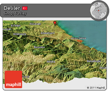 Satellite Panoramic Map of Deliler