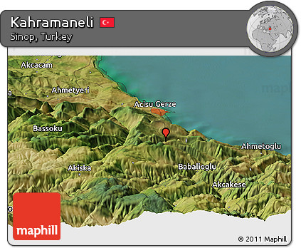 Satellite Panoramic Map of Kahramaneli