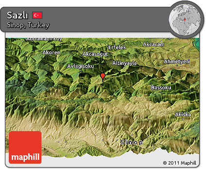 Satellite Panoramic Map of Sazlı