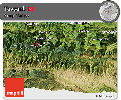 Satellite Panoramic Map of Tavşanlı