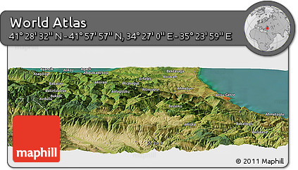 Satellite Panoramic Map of the Area around 41° 43' 14" N, 34° 55' 29" E