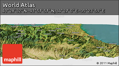Satellite Panoramic Map of the Area around 41° 43' 14" N, 34° 55' 29" E