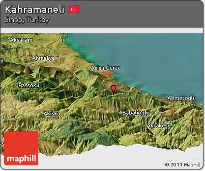 Satellite Panoramic Map of Kahramaneli