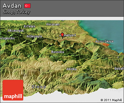 Satellite Panoramic Map of Avdan