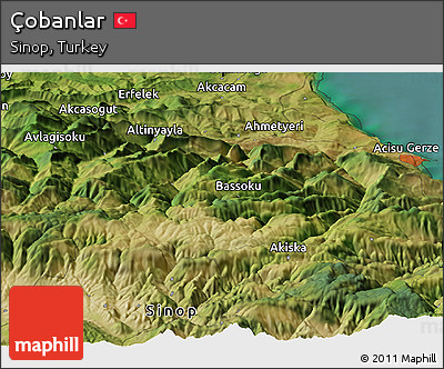 Satellite Panoramic Map of Çobanlar