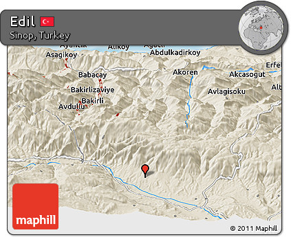 Shaded Relief Panoramic Map of Edil