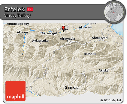 Shaded Relief Panoramic Map of Erfelek