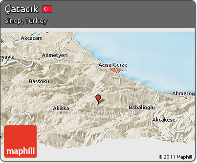 Shaded Relief Panoramic Map of Çatacık