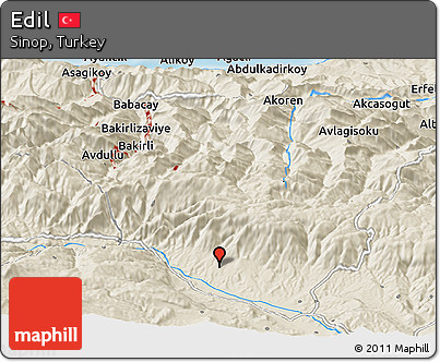 Shaded Relief Panoramic Map of Edil