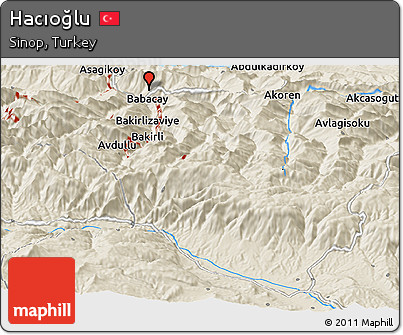 Shaded Relief Panoramic Map of Hacıoğlu