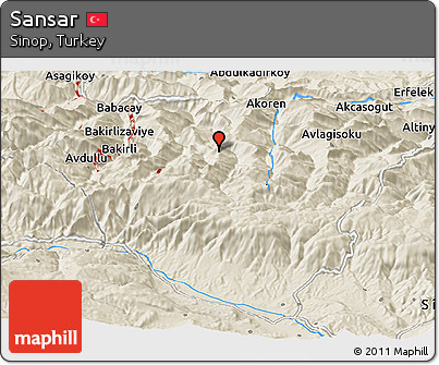Shaded Relief Panoramic Map of Sansar