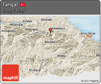 Shaded Relief Panoramic Map of Tangal