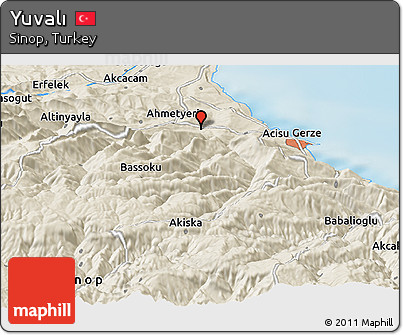 Shaded Relief Panoramic Map of Yuvalı